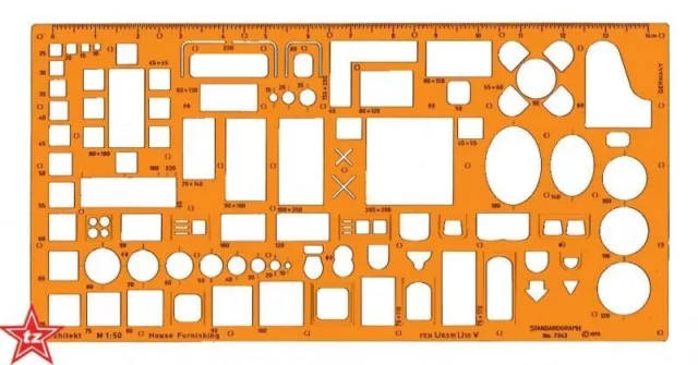 standardgraph 7343 Schablone Möblierung Architekt 1:50   - NEU & OVP