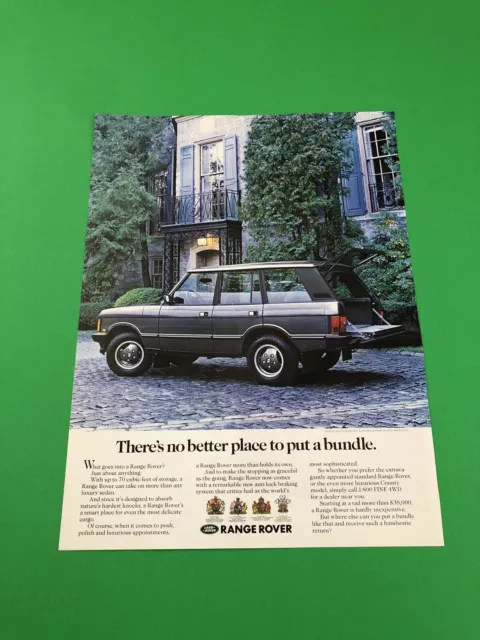 1989 1990 1991 1992 1993 1994 Range Rover Original Print Ad Advertisement B31