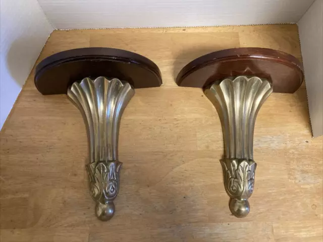 Decorative Cast Molded Metal BRASS Corbel WOOD SHELF WALL Decor Pair