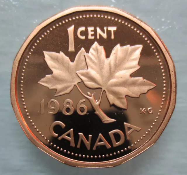 1986 Canada 1 Cent Proof Penny Heavy Cameo Coin