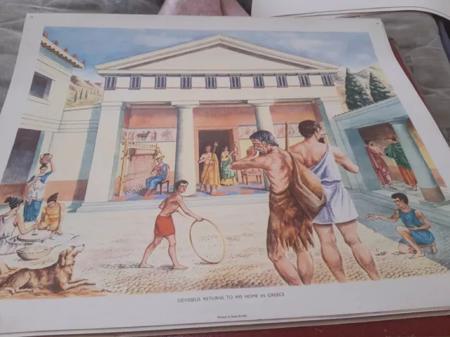 Macmillan Educational  Vintage 1950s  School print poster  Odysseus Returns