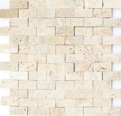 Mosaico de piedra natural azulejo desplazado Splitface Chiaro travertino 43-46248_b | 1 alfombra
