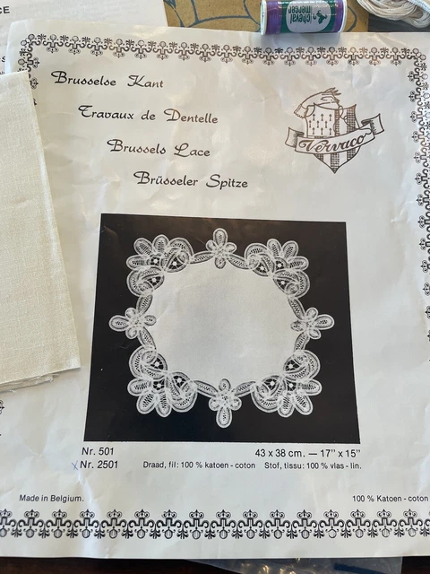 Kit de Encaje Vervaco Bruselas 17"" X 15"" Patter Doily # 2501 Hecho en Bélgica Nuevo de Edición