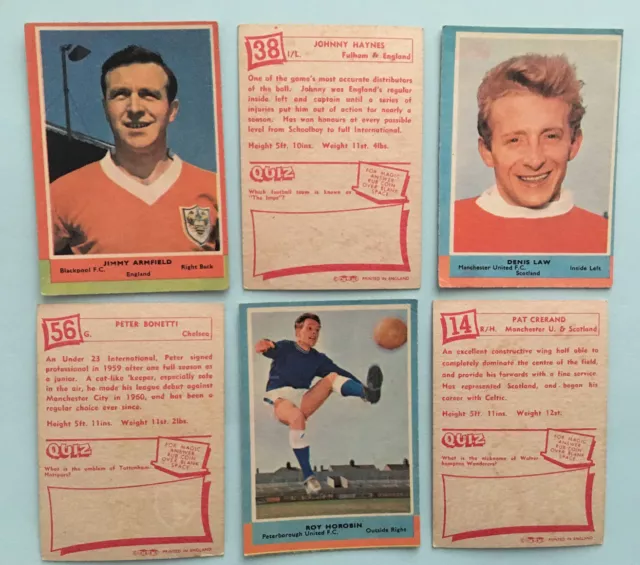 A&BC Football Cards 1964 Quiz Series 1 - pick from list