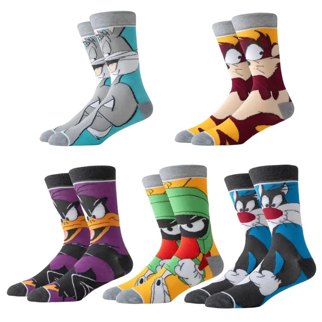LOONEY TUNES CARTOON Socks 5 Designs / 1 Pair, Unisex Bugs Taz Daffy