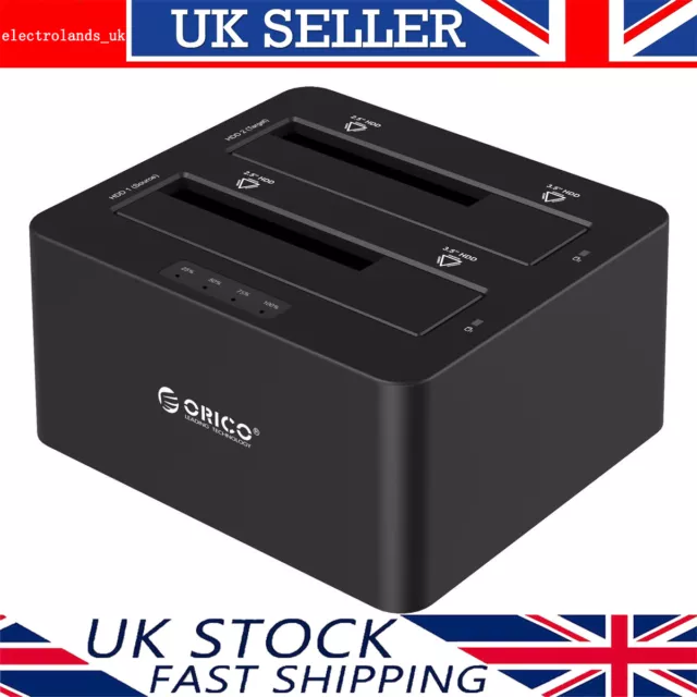 ORICO 2.5"/3.5" Inch USB 3.0 Dual Bay Hard Drive Clone Docking Station SSD HDD