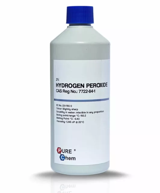 Hydrogen Peroxide Food Grade 3% 500ml Premium Pure Chem Fast Free Delivery