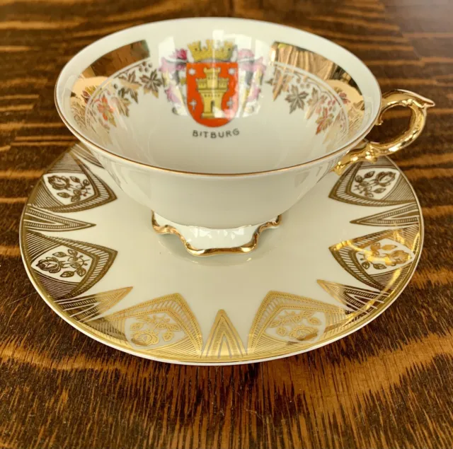 Vintage Gareis Waldershof Bavaria Porcelain Gilded Tea Cup & Saucer