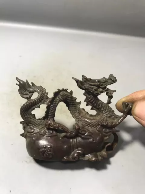 Collection chinese old bronze handmade dragon statue home decor decoration