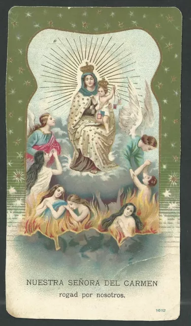 santino antico de la Virgin del Carmen andachtsbild image pieuse holy card