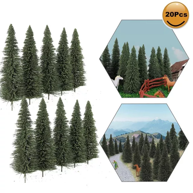 20pcs Model Pine Trees 12.5cm Deep Green Pines HO O Scale Model Railway Layout