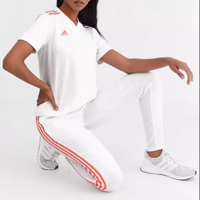 Adidas Damen Trainingshose Jogginghose Fitness Sport Hose Laufhose Slim Fit weiß