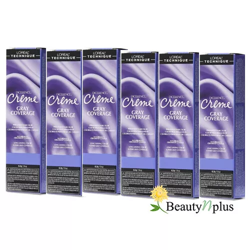 L'OREAL Excellence Creme Gray Coverage Permanent 1.74 oz ( 6 PACKS )