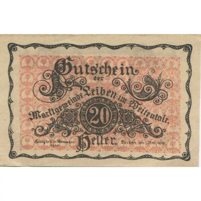 [#286150] Banknote, Austria, Leiben, 20 Heller, château, 1920, UNC Mehl:FS 509