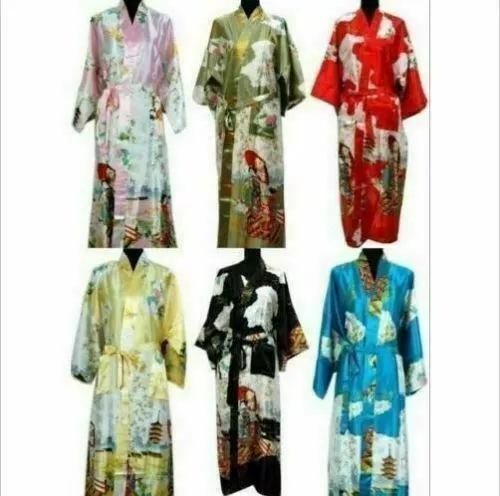 Oriental Chinese Kimono Style Dressing Gown Bath Robe Pajamas