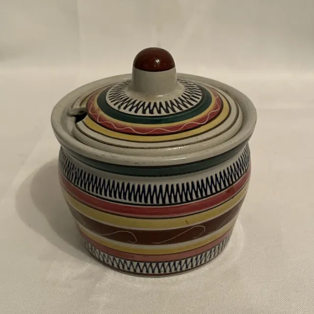 Vintage FRANZ VOOS Condiment Pot - RARE - Osnabruck Colourful 4” Tall