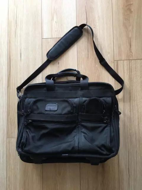 Tumi Alpha 3 Expandable Wheeled Rolling Ballistic Nylon Briefcase Laptop Luggage