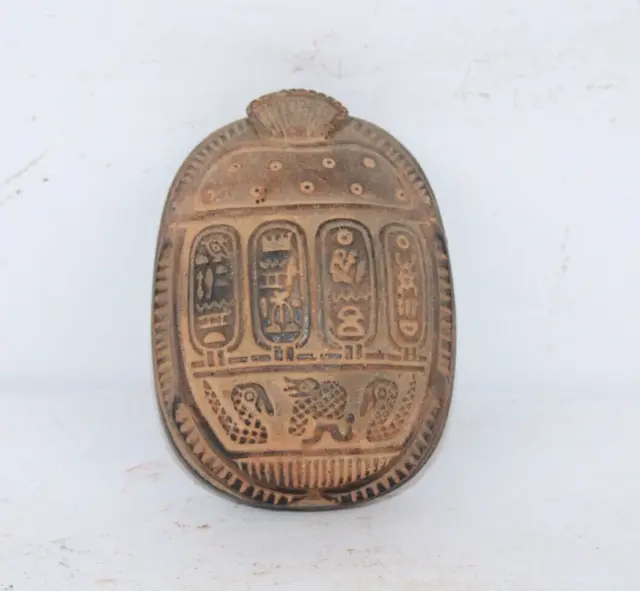 RARE ANCIENT EGYPTIAN ANTIQUE SCARAB WITH HIEROGLYPHS Protection (A1+)