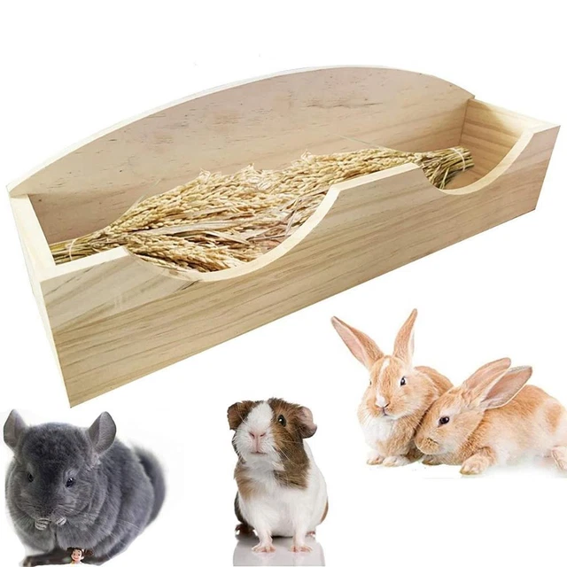 Alimentador de madera para conejillos de indias heno soporte de hierba contenedor de hierba estante de alimentación de alimentos