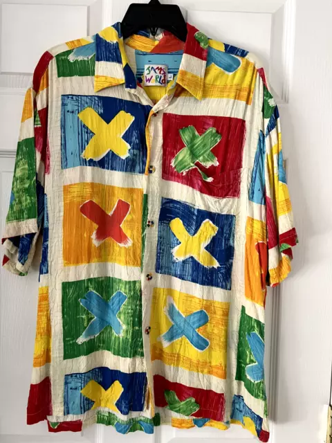 Rare X Marks the Spot Jams World short sleeve Mens Shirt, Size Large