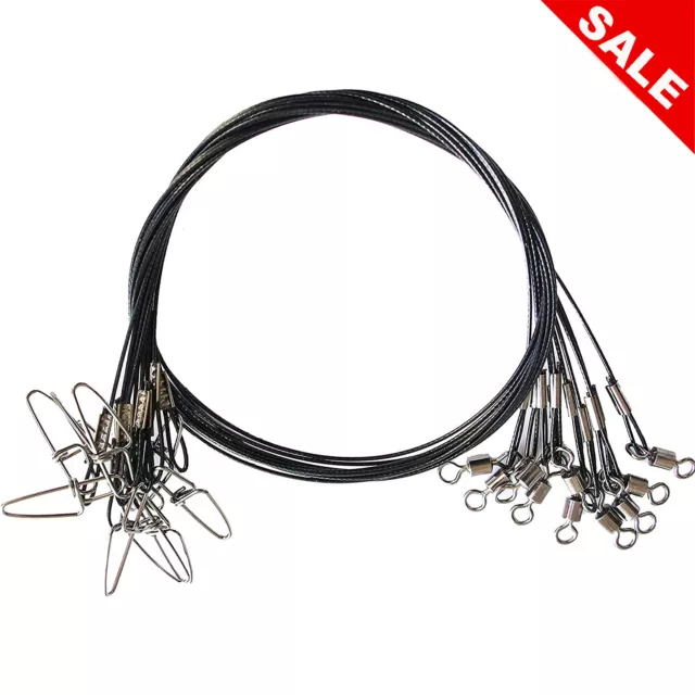 STAINLESS FISHING WIRE Steel Leaders Line 19.68 In 125 Lb Heavy Duty Snaps  20 Pc $12.99 - PicClick