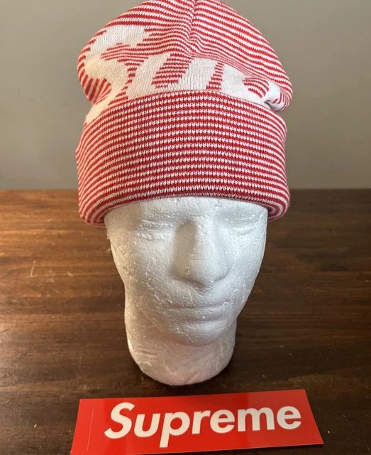 Supreme Big Logo Beanie/ Red Stripe/ Os/ Fw22 Week 10 (100% Authentic) Brand New