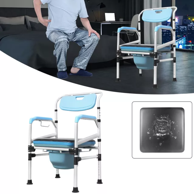 Silla de inodoro con cubo de inodoro silla de ducha respaldo asiento de inodoro ayuda de inodoro #