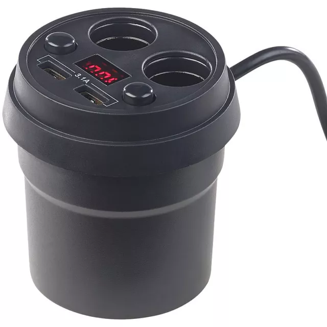 revolt 4-fach-Kfz-Verteiler mit je 2x 12-/24-V- & USB-Port (3,1 A), 80 Watt