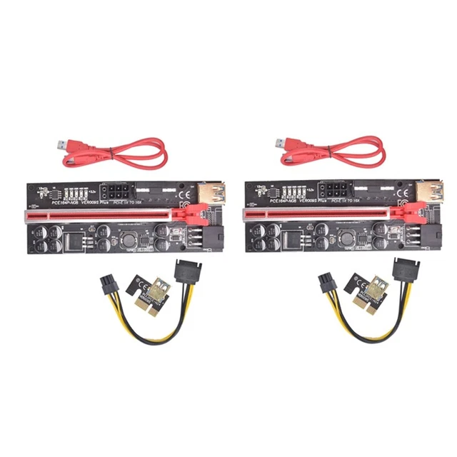 2 Pack PCI-E Riser 1X to 16X Extender, Suitable for GPU Mining Rise U4U8