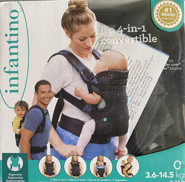 Infantino Flip Advanced 4 in 1 Convertible Baby Carrier. Black