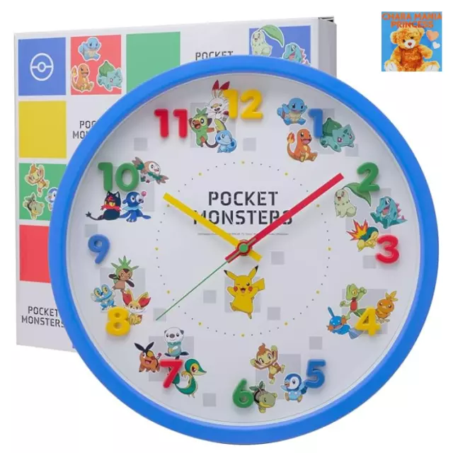 Pokemon Wall Clock Blue Pikachu Analog Silent Continuous Second Hand New Japan