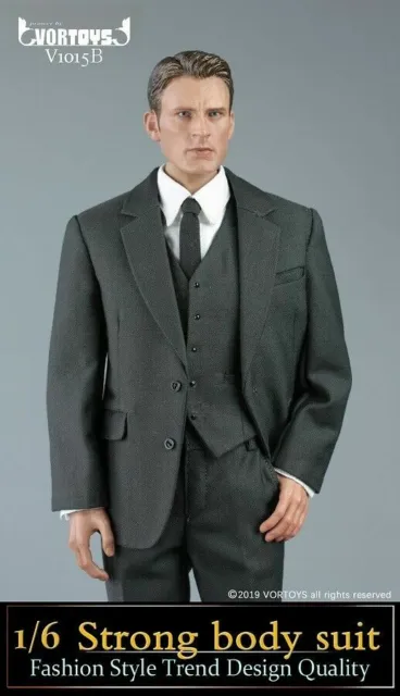 VORTOYS 1:6 V1015B Gray Suit Costume Clothes Fit 12'' Male Muscular Figure  Body £56.39 - PicClick UK