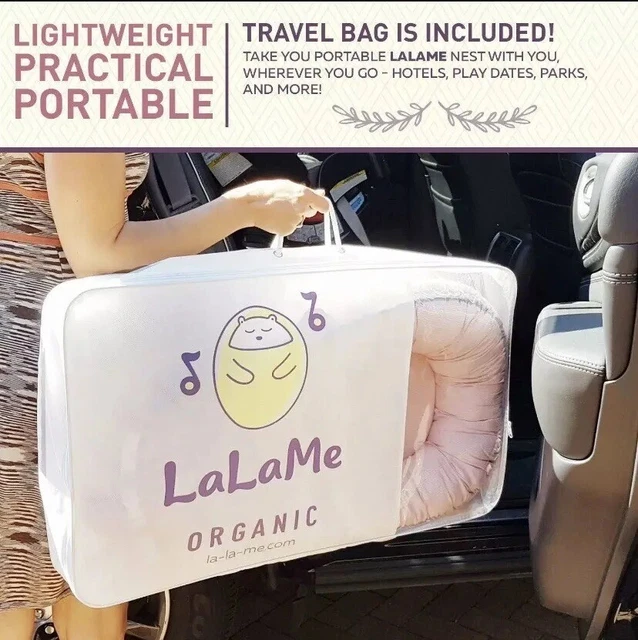 NEW LaLaMe Organic Baby Lounger Water-Resistant Portable Bed for Infants (Pink)