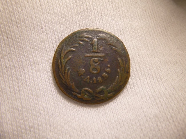 Mexico 1/8 Real Mo 1835, Copper. KM# 333