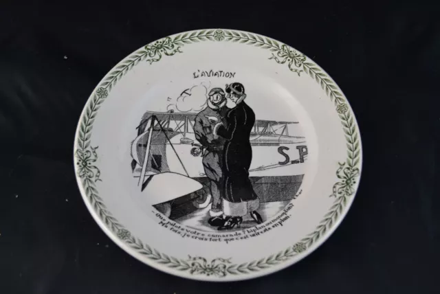 Ancienne Assiette St Amand Theme Avion - Aviation
