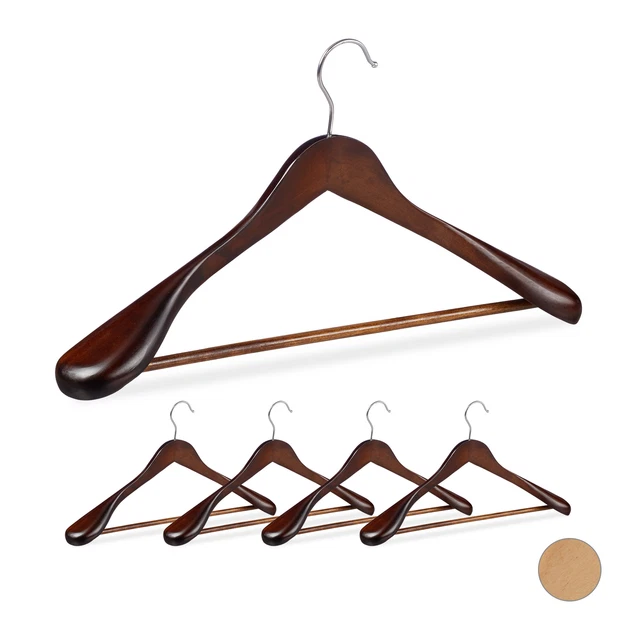 Grucce per completi e abiti set da 5 spalle larghe in legno asta per pantaloni