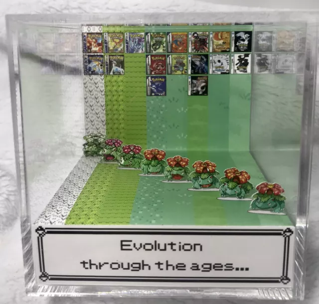 Pokemon Gardevoir Evolution Handmade Diorama - Gameboy Gaming/Retro Cube- Fanart