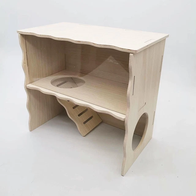 Zuxbolf Hamsterhaus Aus Holz - Mit Schaukel Für Kleintiere 22,5x18cm