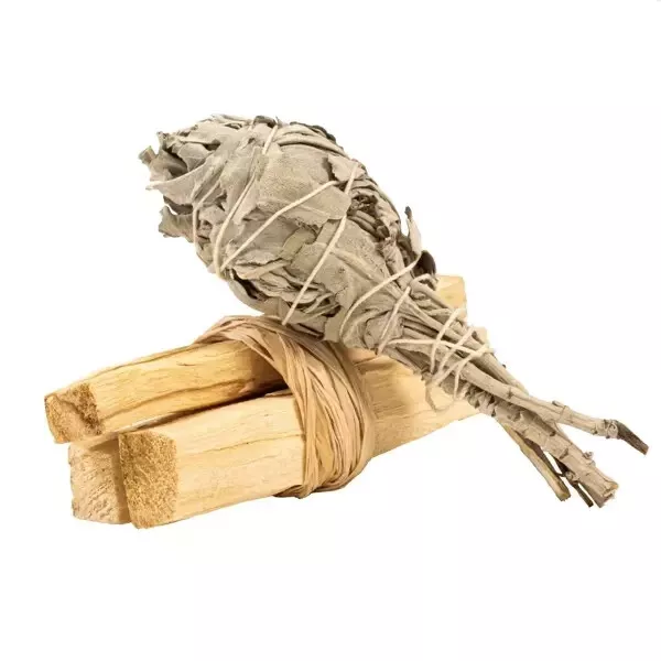 Palo Santo Holz Cebador Räuchern Set 25 g + Weißer Salbei Bündel 15-20 g