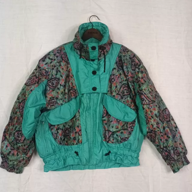 Amazing 90'S Vintage Woman Ski Jacket 42 Crazy Pattern Ethnic Psychedelic Pic