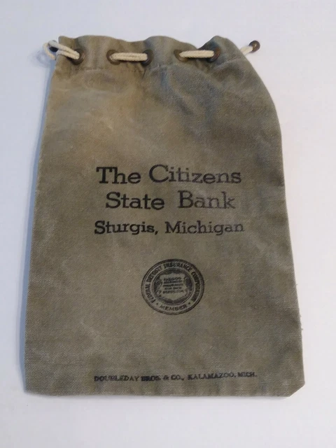 Vintage~Bank/change bag~The Citizens State Bank~Sturgis,Mi.