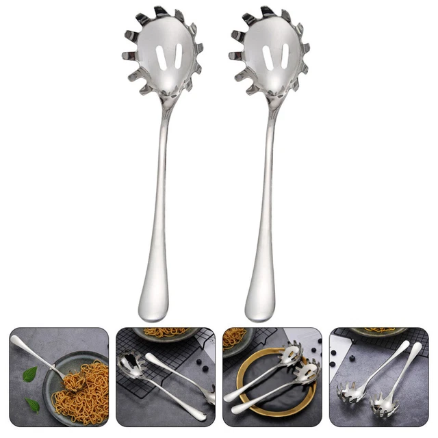 2 piezas cuchara de pasta cuchara de cocina Spork de metal pala de acero inoxidable albóndigas