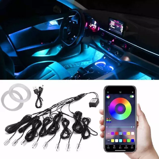 10m Neon RGB Auto LED Lichtleiste Innenraum Ambientebeleuchtung APP Control NEU