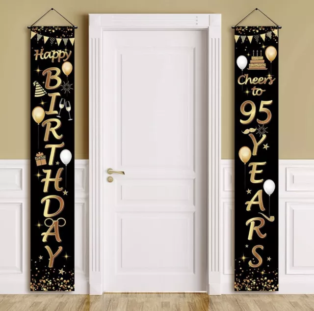 HAPPY 95TH BIRTHDAY BANNER Door Hanging Birthday Decor Gold, Silver ...