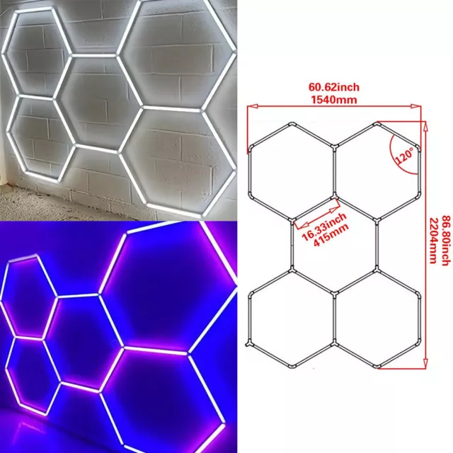 Hexagon LED RGB Lighting Car Detail Retail Garage Workshop Gym Wall Lights