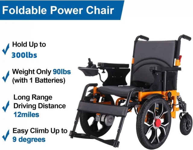 All Terrain Electric Wheelchair Foldable with 20 in Seat Supports up to 300 lbs 3