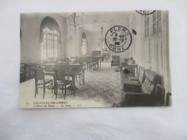 Cpa Back Green Orne 61 Bagnoles De L'orne L'hotel Des Bains Le Salon