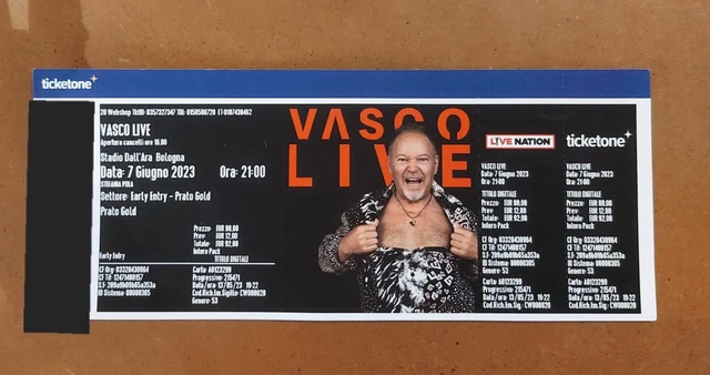 Biglietto Vasco Live Bologna 7 Giugno 2023 Prato Gold Settore Early Entry !!!!!