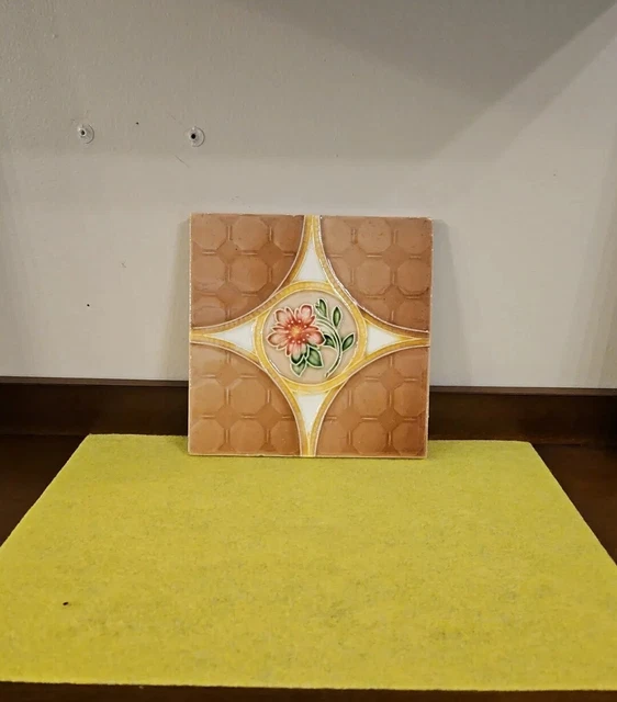 Vtg Rare Art Nouveau Majolica Made In Belgium Tile Belga aLAntique