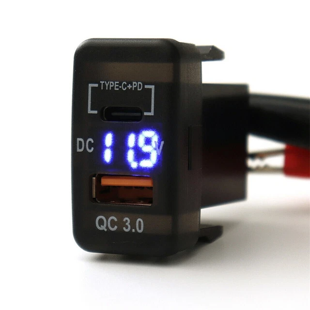 Chargeur Adaptateur Voltmètre LED Numérique Écran Bleu Léger Voiture Double USB